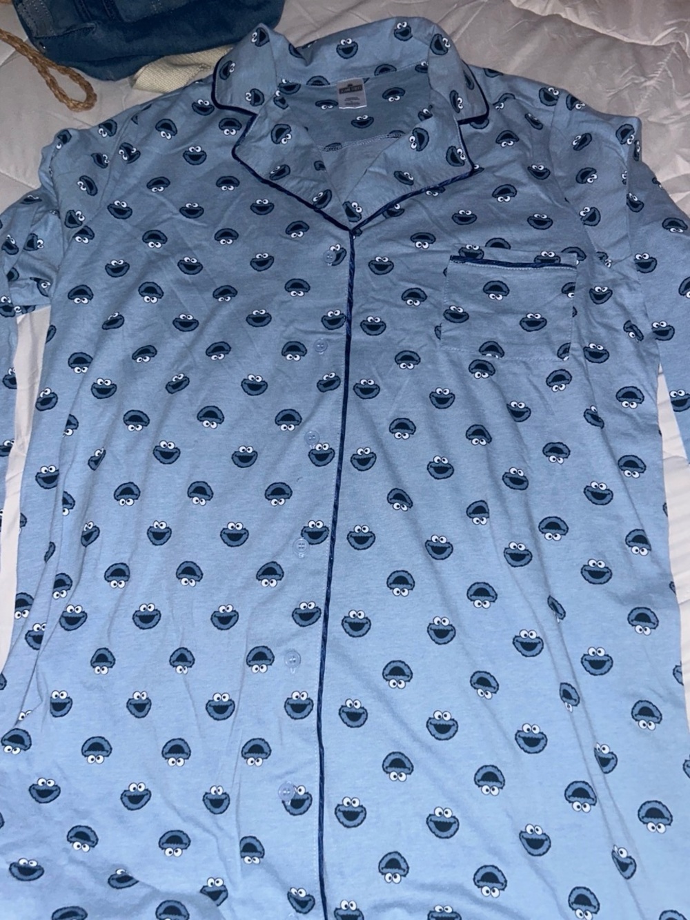 Blue Cookie Monster Pajama Top - Novelty Print